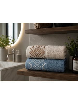 MySoft Home El Yüz Havlusu 2 Adet Pamuklu 50 x 90 cm Etnik Desen Ultra Yumuşak