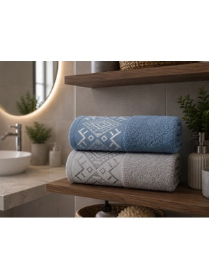 MySoft Home El Yüz Havlusu 2 Adet Pamuklu 50 x 90 cm Etnik Desen Ultra Yumuşak