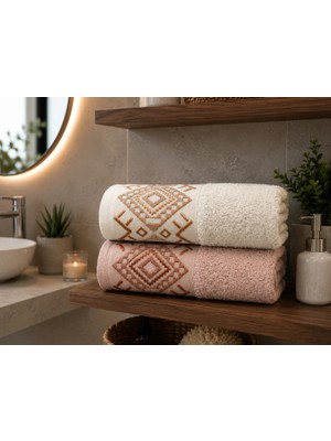 MySoft Home El Yüz Havlusu 2 Adet Pamuklu 50 x 90 cm Etnik Desen Ultra Yumuşak