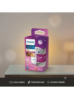Philips 4W =50W 345 Lumen  3000K Dimmable  GU10