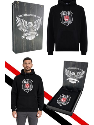 Beşiktaş Erkek Kapüşonlu Sweatshırt Lazer Kutu Hediyeli