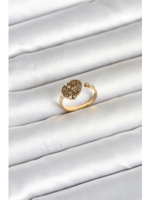 Renklime 316L Çelik Gold Renk Kalp Model Kadın Yüzük