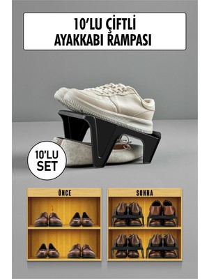 Bezos 10 Lu Set Çiftli Ayakkabı Rampası & Ayakkabılık Düzenleyici & Organizer