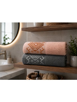 MySoft Home El Yüz Havlusu 2 Li Pamuklu 50 x 90 Cm Etnik Desen Ultra Yumuşak