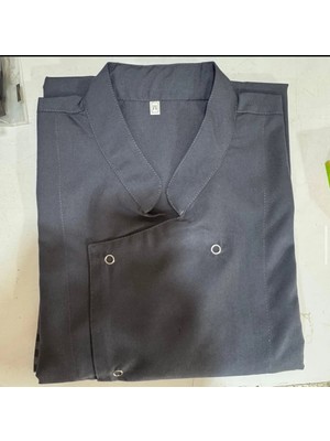 Gri Aşçı Forması 'kısa Kollu' Tek Kol Desenli Keten Kumaş