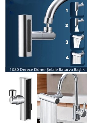 Datatek Krom Tasarruflu Şelale Musluk Başlığı 4 Modlu, Ayarlanabilir, Su Tasarrufu Sağlayan Pratik Başlık
