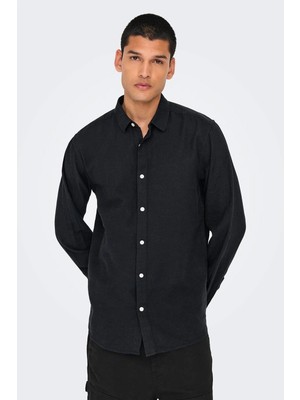 Only & Sons Onscaiden Ls Solid Linen Shirt Noos Erkek Gömlek