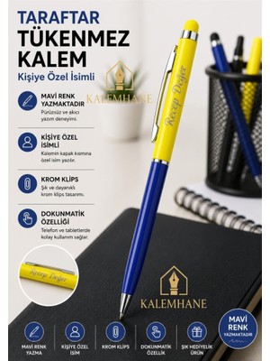 Kalemhane Kişiye Özel Taraftar Tükenmez Kalem Kutulu ve Dokunmatik Özellik- Sarı Lacivert