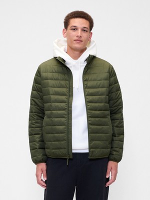 Gap Erkek Haki 100% Geri Dönüştürülmüş Relaxed Coldcontrol Şişme Mont