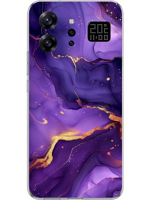 TechTree Infinix Note 60 Ultra Uyumlu Ametist Taşı Mor Mermer Baskılı Silikon Kılıf