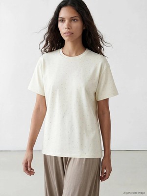 LC Waikiki Taşlı Oversize Soft Touch Kadın Tişört  (S6)