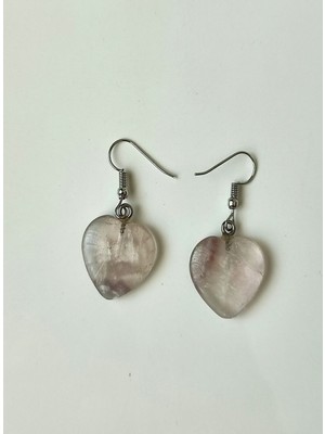 c-bhadu naturel Florit Kalp Doğaltaş Küpe