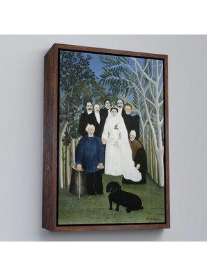 Uslucan Alışveriş Ahşap Çerçeveli Henri Emilien Rousseau - Düğün Partisi Tablosu - The Wedding PARTY-7436