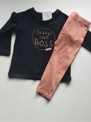 Elada Moda Dadys Little Boss Yazılı Kız Bebek Siyah Takım