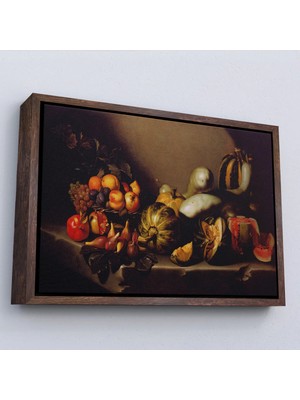 Uslucan Alışveriş Ahşap Çerçeveli Caravaggio - Meyveli Natürmort Tablo - Still Life With FRUIT-7134