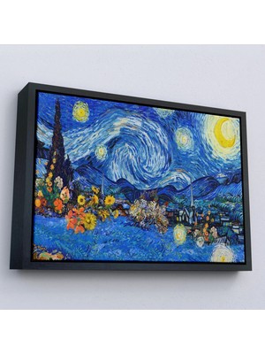 Uslucan Alışveriş Ahşap Çerçeveli Vincent Van Gogh - Yıldızlı Geceler Tablo - Starry NIGHT-7172