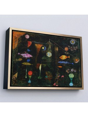 Uslucan Alışveriş Ahşap Çerçeveli Paul Klee - Sihirli Balık Tablo - Fish MAGIC-7109