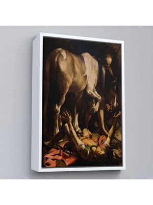 Uslucan Alışveriş Ahşap Çerçeveli Caravaggio - Aziz Paul'un Dönüşümü Tablo - The Conversion Of Saint PAUL-8104