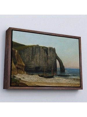 Uslucan Alışveriş Ahşap Çerçeveli Gustave Courbet - Etretat Kayalıkları TABLOSU-7073