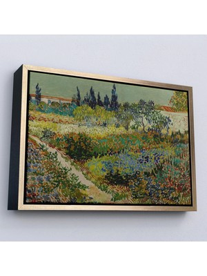 Uslucan Alışveriş Ahşap Çerçeveli Vincent Van Gogh - Çiçek Bahçesi Tablo - Flowering Garden With PATH-7182