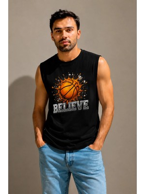 Enb1r Moda Erkek Baskılı Sıfır Kol Tişört Regular Fit Bisiklet Yaka Yazlık Günlük Spor Atlet