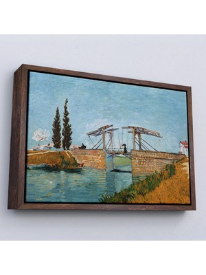 Uslucan Alışveriş Ahşap Çerçeveli Vincent Van Gogh Arles'taki Langlois Köprüsü Tablo - Langlois Bridge At ARLES-7171