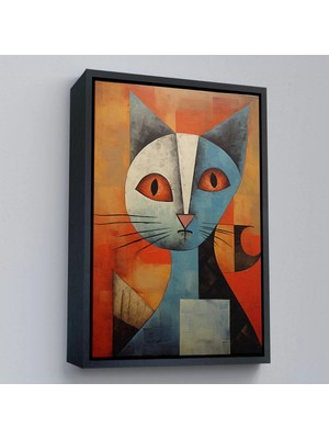 Uslucan Alışveriş Ahşap Çerçeveli Pablo Picasso Tarzı - Soyut Renkli Kedi TABLO-7373