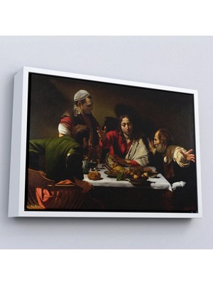 Uslucan Alışveriş Ahşap Çerçeveli Caravaggio - Emmaus'ta Akşam Yemeği Tablo - Supper At EMMAUS-7137