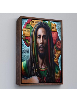 Uslucan Alışveriş Ahşap Çerçeveli Bob Marley TABLOSU-7714