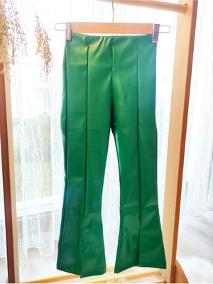 Elada Moda Paça Kısmı Yırtmaçlı Yeşil Ispanyol Paça Kız Çocuk Pantolon