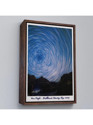 Uslucan Alışveriş Ahşap Çerçeveli Vincent Van Gogh - Parlak Yıldızlı Gökyüzü Tablo - Brillant Starry SKY-8049