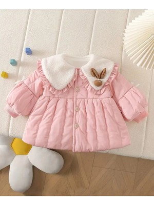 Elada Moda Pembe Içi Yumos Bebe Yaka Kız Çocuk Şişme Mont(Ithal)