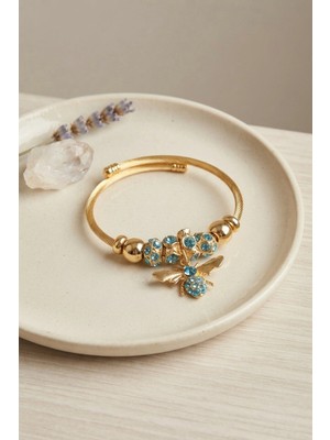Tios Shop Krm Mavi Arı Model Gold Renk Charm Bileklik Krm