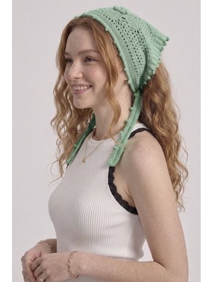 Neden Tekstil Kadın File Örgü Dantel Görünümlü Çok Amaçlı Bandana Yazlık Plaj Uyumlu Delikli Triko Saç Bandanası Ve Bel Aksesuarı