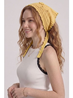 Neden Tekstil Kadın File Örgü Dantel Görünümlü Çok Amaçlı Bandana Yazlık Plaj Uyumlu Delikli Triko Saç Bandanası Ve Bel Aksesuarı