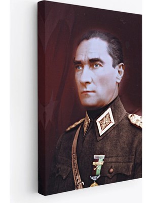 Uslucan Alışveriş Atatürk Portre Tablosu Mustafa Kemal Atatürk Dikdörtgen Dekoratif Kanvas Tablo-Cp-67