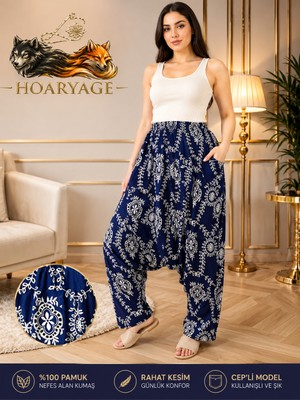 Hoaryage Otantik Köy Şalvarı %100 Pamuk Viskon Çiçek Desenli Rahat Kesim Ağlı Kadın Şalvarı 38BEDEN 100 kg