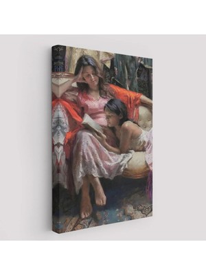 Uslucan Alışveriş Anne ve Kızı Ortaçağ TABLOSU-6040