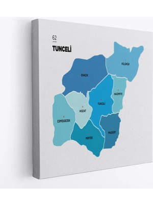 Uslucan Alışveriş Tunceli Ili ve Ilçeler Haritası Dekoratif Kanvas Tablo 1474