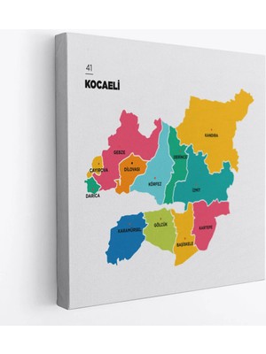 Uslucan Alışveriş Kocaeli Ili ve Ilçeler Haritası Dekoratif Kanvas Tablo 1400