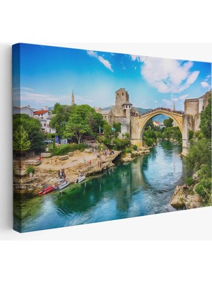 Uslucan Alışveriş Mostar Köprüsü Kanvas Duvar TABLOSU-1115