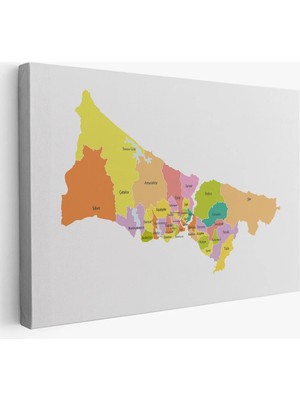 Uslucan Alışveriş Istanbul Ilçeler Haritası Dekoratif Kanvas Tablo 1017