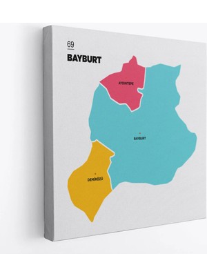Uslucan Alışveriş Bayburt Ili ve Ilçeler Haritası Dekoratif Kanvas Tablo 1288
