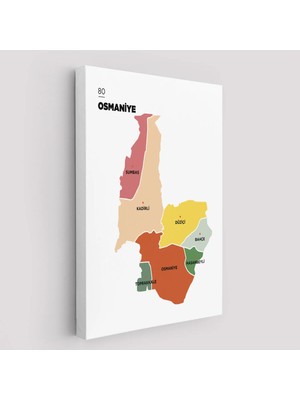 Uslucan Alışveriş Osmaniye Ili ve Ilçeler Haritası Dekoratif Kanvas Tablo 1437