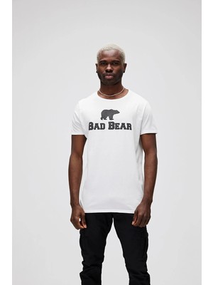 Bad Bear Erkek Ekru Baskılı Bisiklet Yaka Tişört