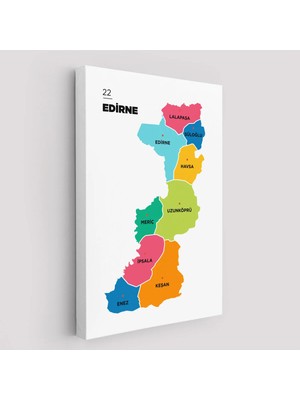 Uslucan Alışveriş Edirne Ili ve Ilçeler Haritası Dekoratif Kanvas Tablo 1327