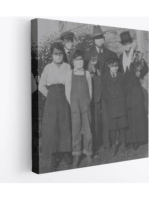 Uslucan Alışveriş 1918 Ispanyol Gribi Krizi, Maskeli Kedi, Kanvas TABLO-5328
