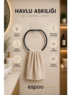 Espoo Design Yuvarlak Havluluk Siyah Havluluk