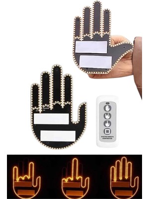 Uravas Store Kumandalı El LED Araba Içi 4 Farklı Mod El Orta Parmak LED