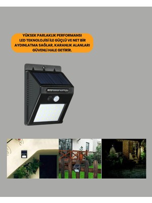 Uravas Store Sensörlü 20 LED Solar Duvar Lambası 3 Metre Algılama Mesafesi